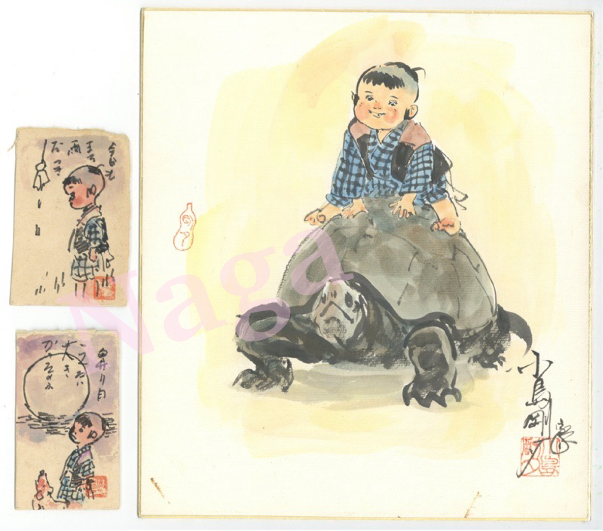 小島剛夕|カラーサイン色紙+直筆カード2枚付き 子連れ狼